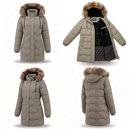 Puffer Coats Women Winter Jacket Long Windprrof Waterproof Snow Parka With Removable Faux Fur Trim Hood