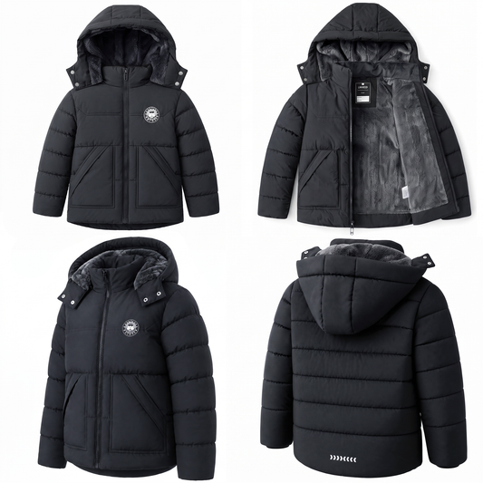 Winter Coat Boys' Thick Puffer Jackets with Removable Hood Warm Quilted Coats