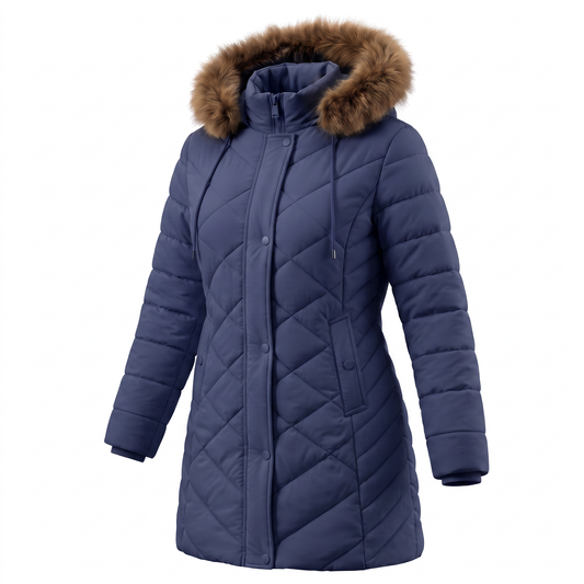Warm Winter Puffer Coat Women Thicken Fleece Lined Down Jacket Faux Fur Detachable Hood Snow Parka Waterproof