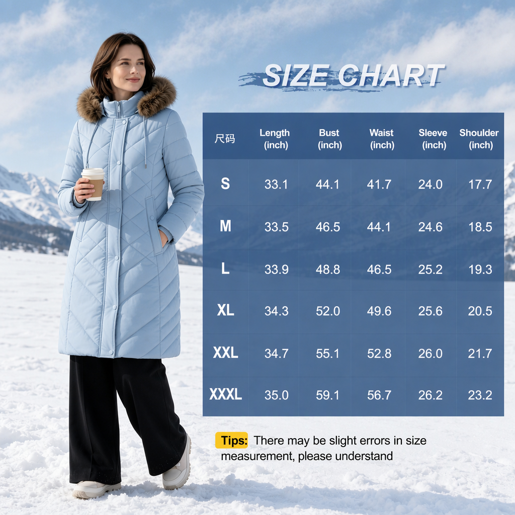 Warm Winter Puffer Coat Women Thicken Fleece Lined Down Jacket Faux Fur Detachable Hood Snow Parka Waterproof