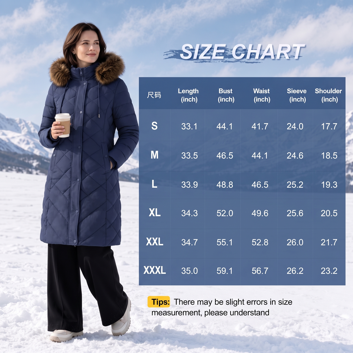 Warm Winter Puffer Coat Women Thicken Fleece Lined Down Jacket Faux Fur Detachable Hood Snow Parka Waterproof