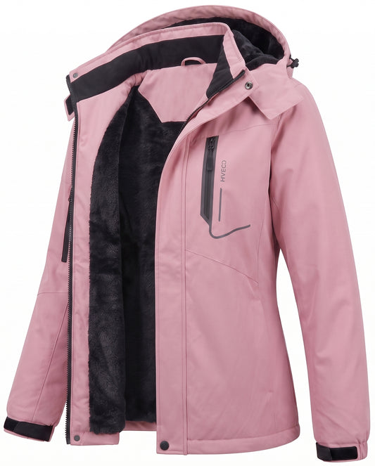 Women's Skiing Jackets Mountain Snowboarding Jacket Winter Waterproof Snow Coat with Fleece Hood