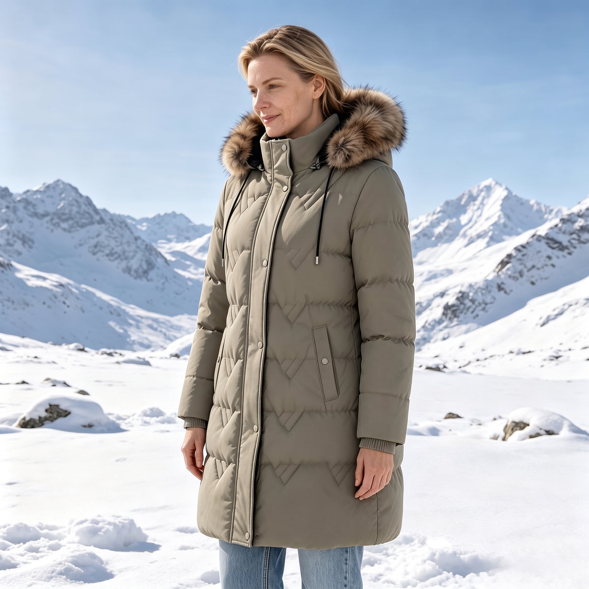 Puffer Coats Women Winter Jacket Long Windprrof Waterproof Snow Parka With Removable Faux Fur Trim Hood