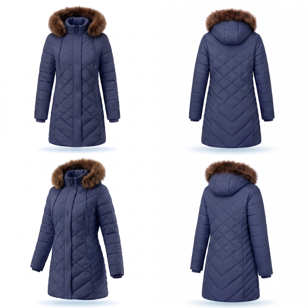 Warm Winter Puffer Coat Women Thicken Fleece Lined Down Jacket Faux Fur Detachable Hood Snow Parka Waterproof