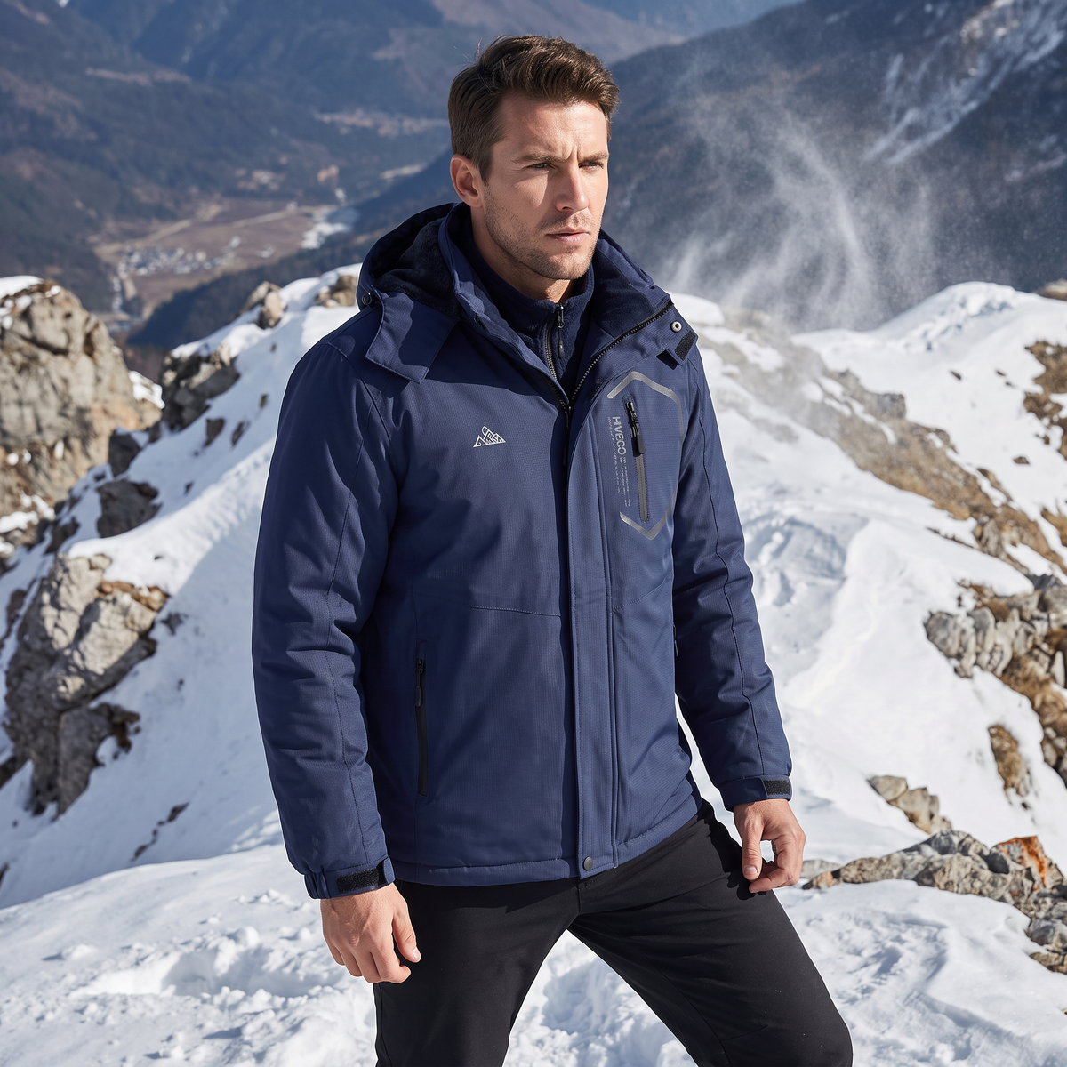 Mens Skiing Jackets with Hoode Snowboarding Waterproof Fleece Liner Coats Windproof Winter Raincoat for Men