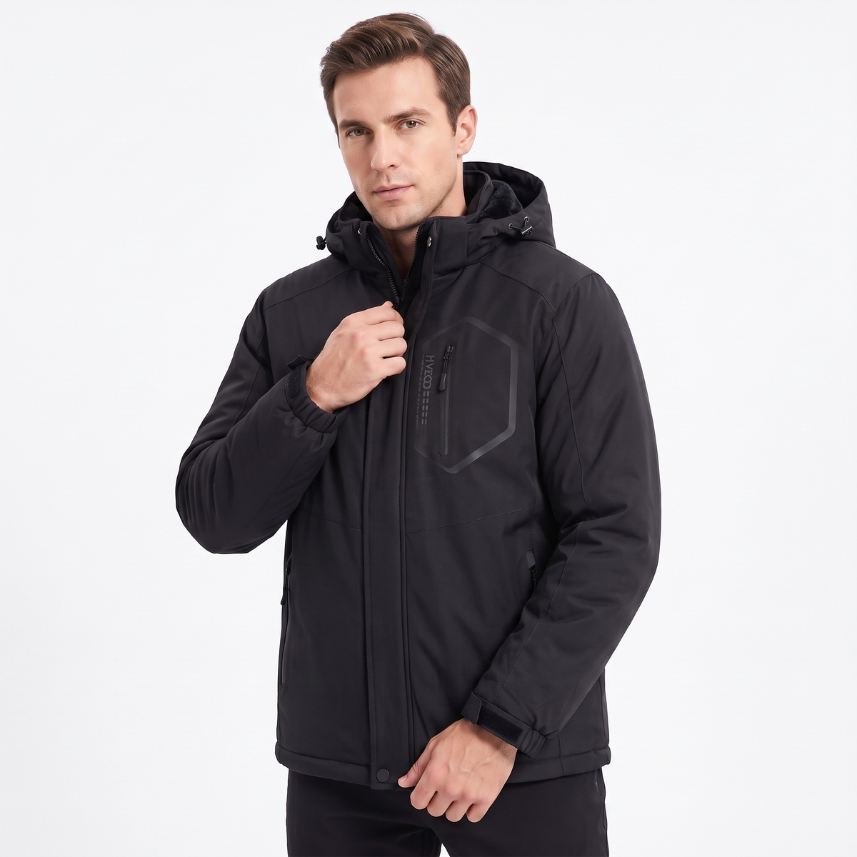 Men's Ski Jacket with Hooded Snowboarding Waterproof Fleece Lining Jacket Winter Coat Multi Pockets