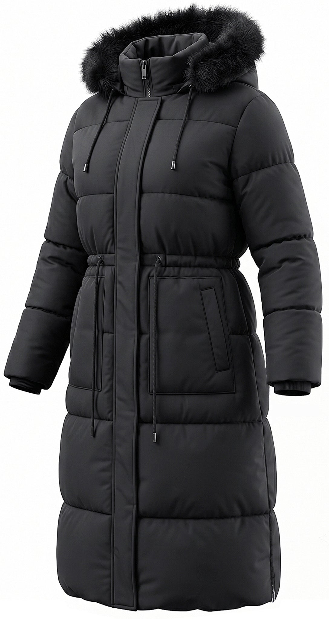 HVEOO Womens Maxi Puffer Jacket Long Parka Wind & Water Resistant Insulated Winter Jackets for Women