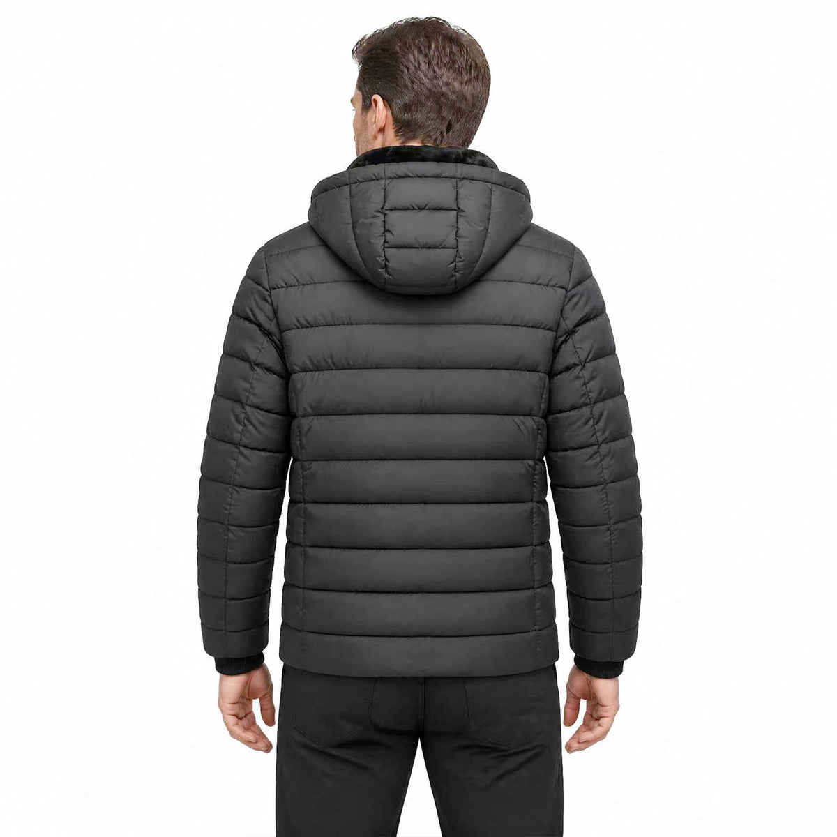 Men's Lightweight Puffer Jackets Detachable Hood Water-Resistant Casual Winter Coat Hooded Insulated for Travel Ski