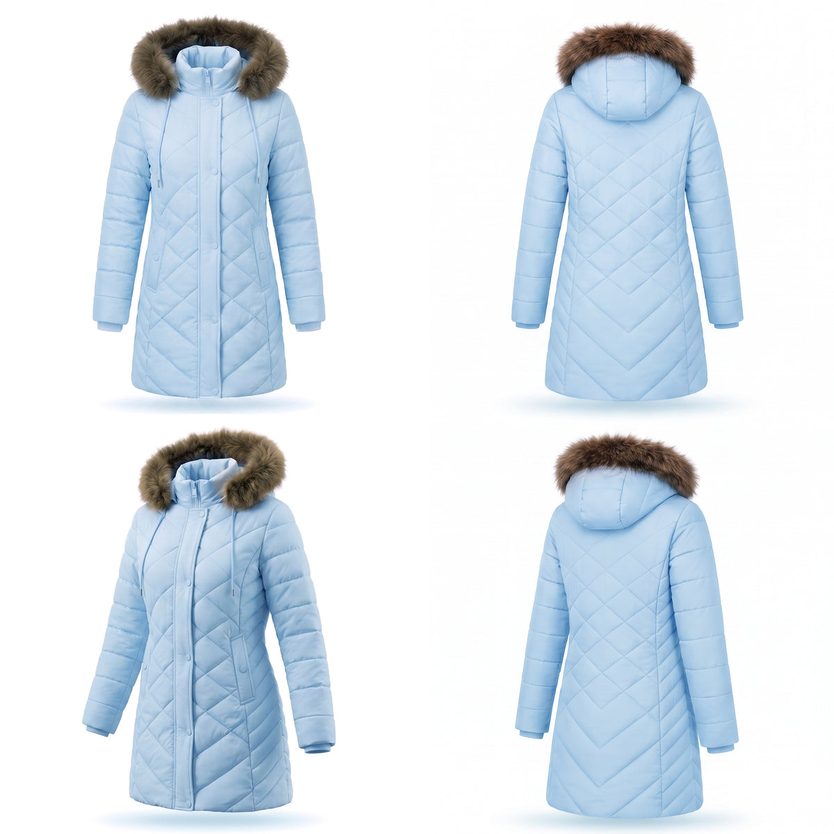 Warm Winter Puffer Coat Women Thicken Fleece Lined Down Jacket Faux Fur Detachable Hood Snow Parka Waterproof