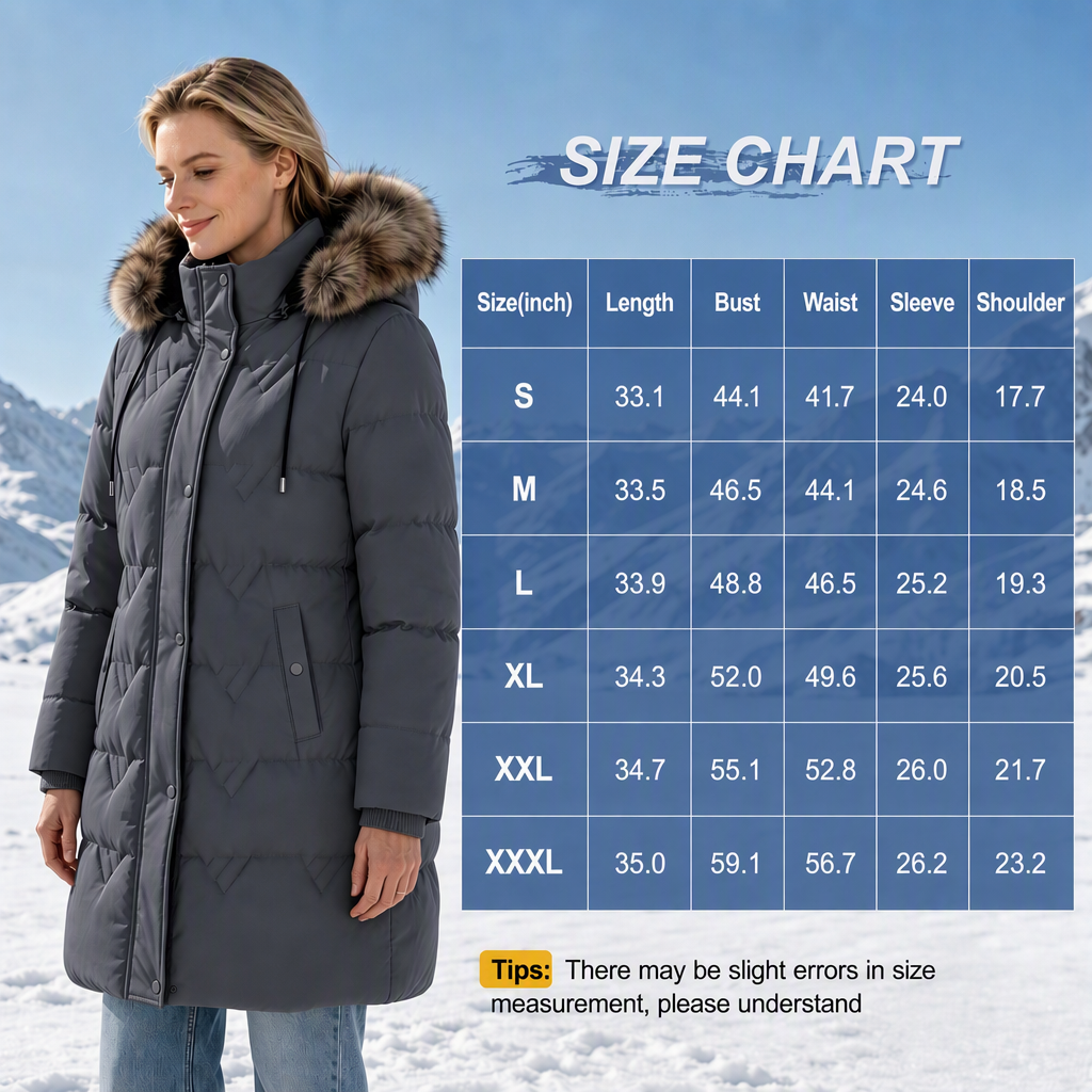 Winter Coats For Women Puffer Down Parka Thicken Jacket Snow Quilted Jacket Warm Detachable Fur Faux Hood