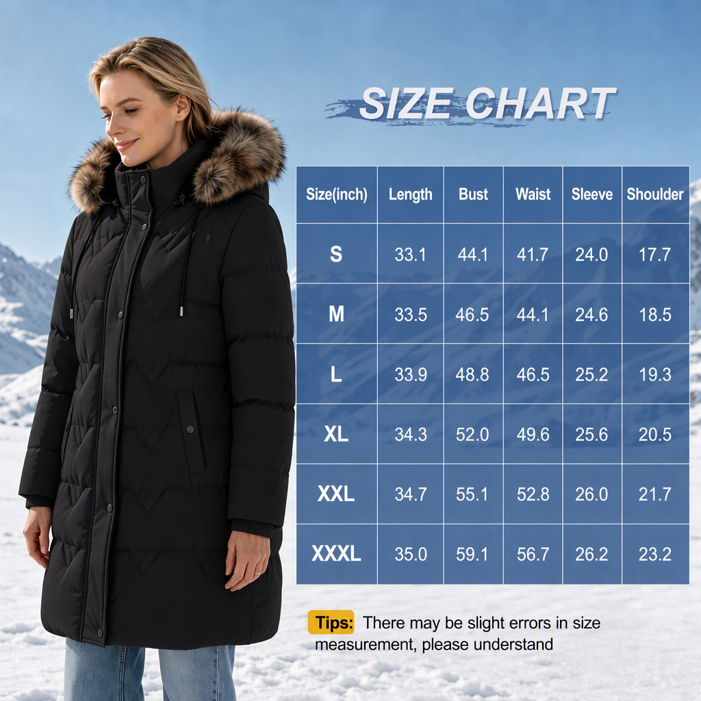 Winter Coats For Women Puffer Down Parka Thicken Jacket Snow Quilted Jacket Warm Detachable Fur Faux Hood