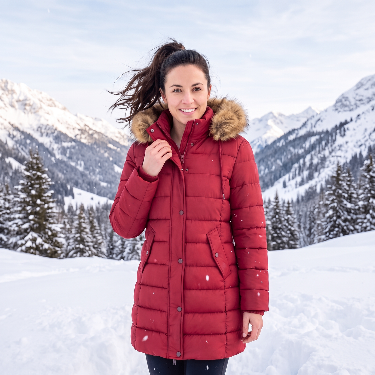 Puffer Coats for Women Winter Jacket Long Waterproof Snow Parka With Removable Faux Fur Trim Hood