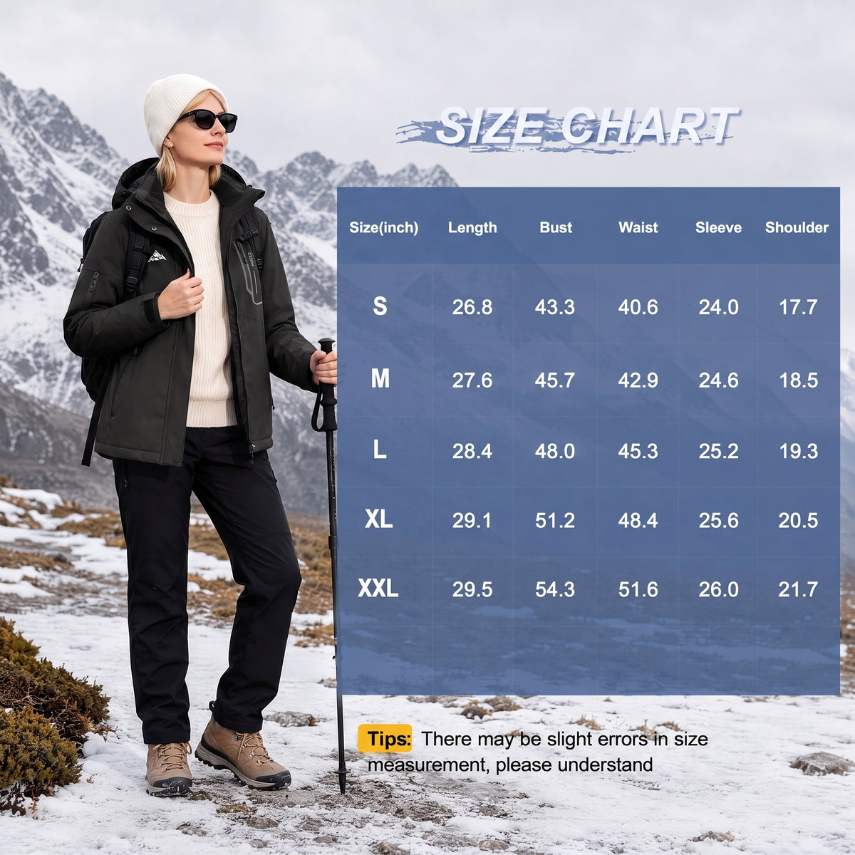 Women's Skiing Jackets Mountain Snowboarding Jacket Winter Waterproof Snow Coat with Fleece Hood
