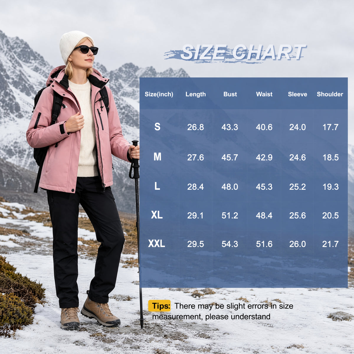 Women's Skiing Jackets Mountain Snowboarding Jacket Winter Waterproof Snow Coat with Fleece Hood