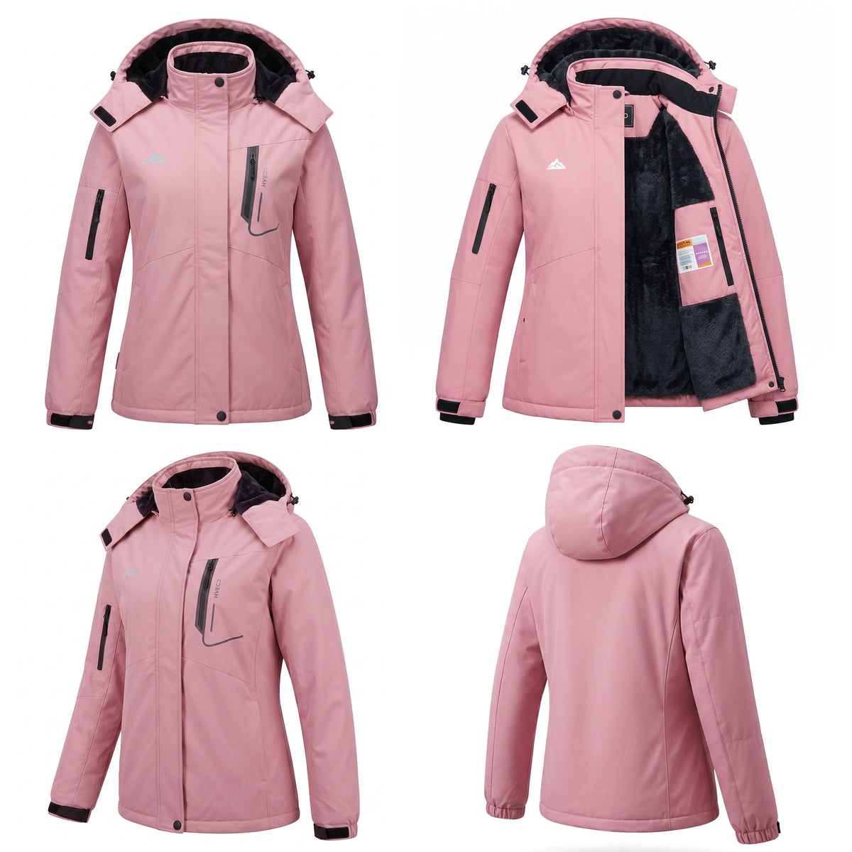 Women's Skiing Jackets Mountain Snowboarding Jacket Winter Waterproof Snow Coat with Fleece Hood