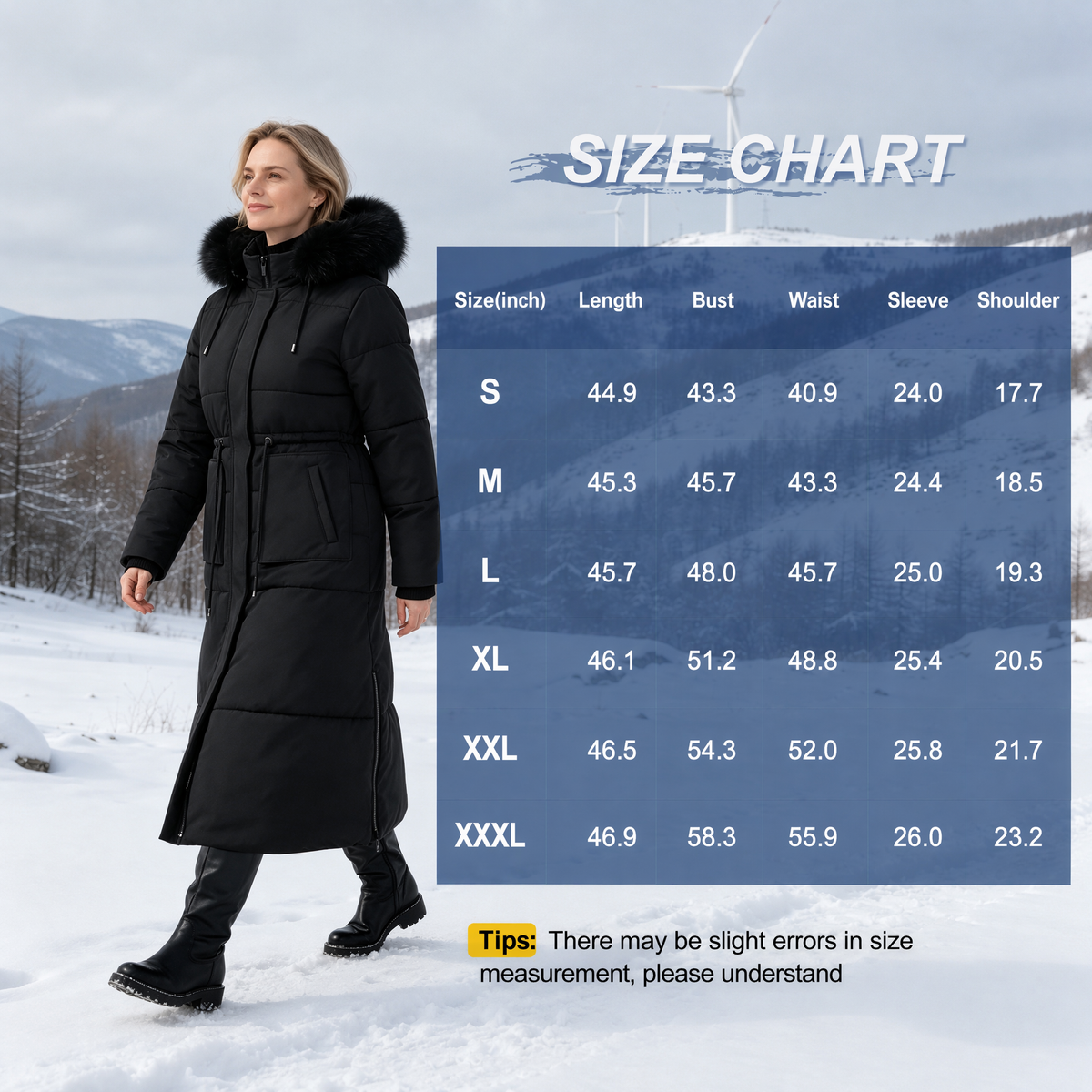 HVEOO Womens Maxi Puffer Jacket Long Parka Wind & Water Resistant Insulated Winter Jackets for Women