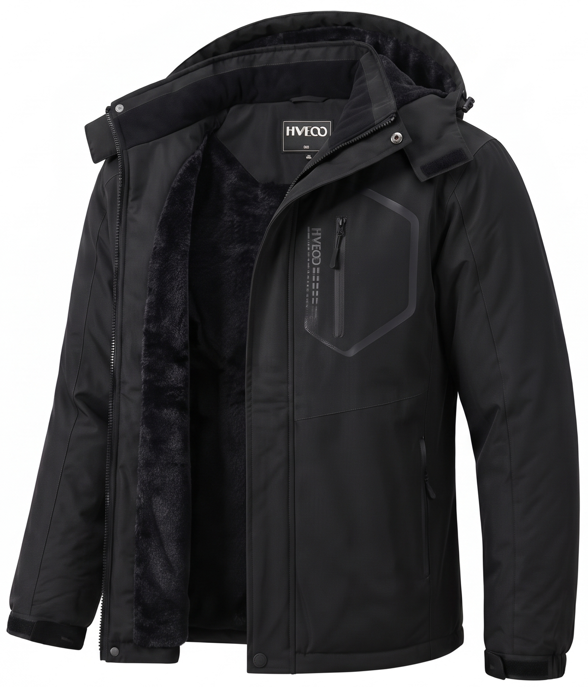 Men's Ski Jacket with Hooded Snowboarding Waterproof Fleece Lining Jacket Winter Coat Multi Pockets