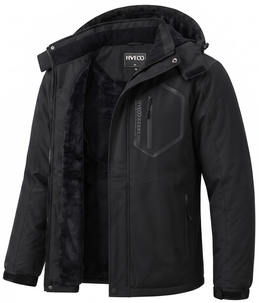 Men's Ski Jacket with Hooded Snowboarding Waterproof Fleece Lining Jacket Winter Coat Multi Pockets