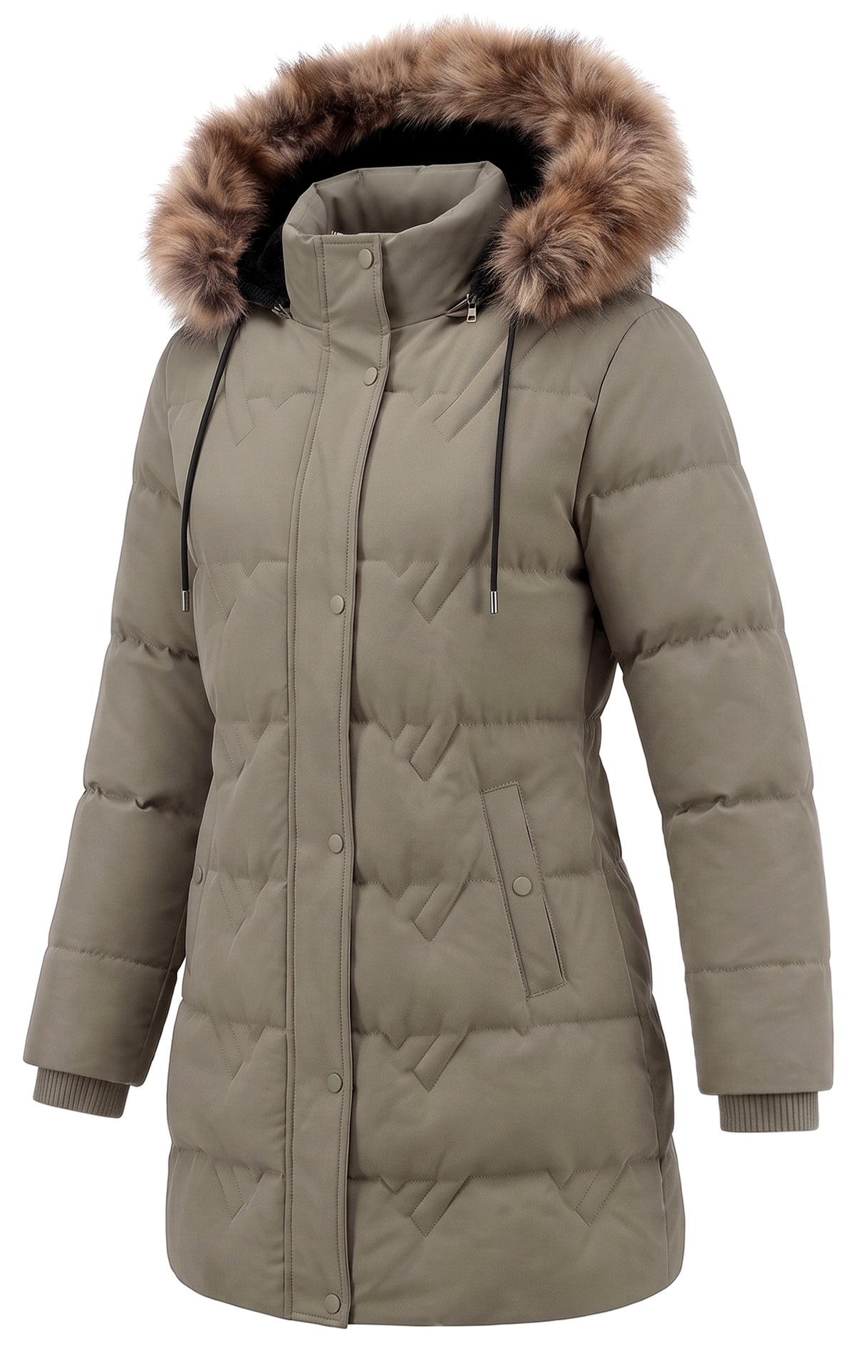 Puffer Coats Women Winter Jacket Long Windprrof Waterproof Snow Parka With Removable Faux Fur Trim Hood
