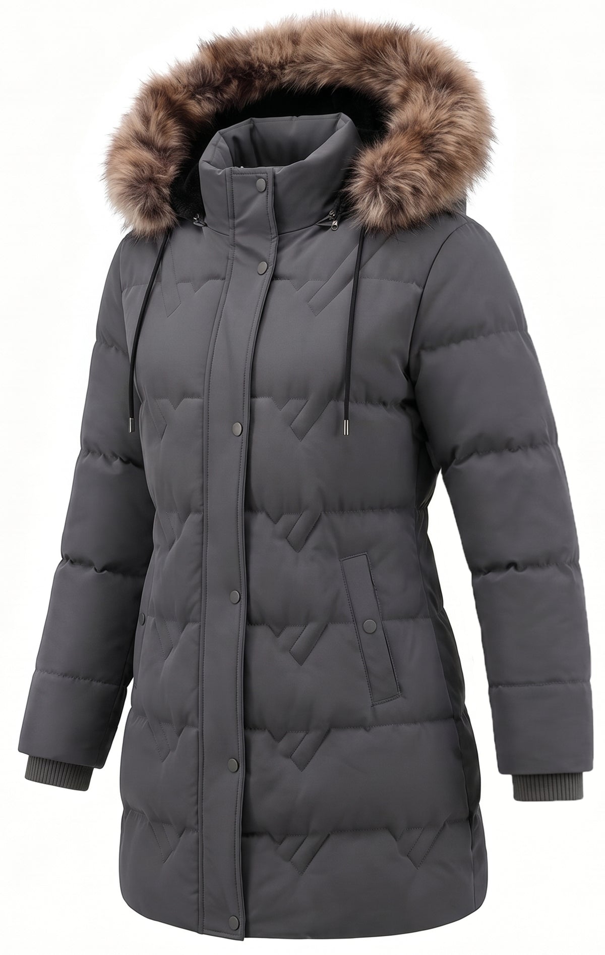 Winter Coats For Women Puffer Down Parka Thicken Jacket Snow Quilted Jacket Warm Detachable Fur Faux Hood