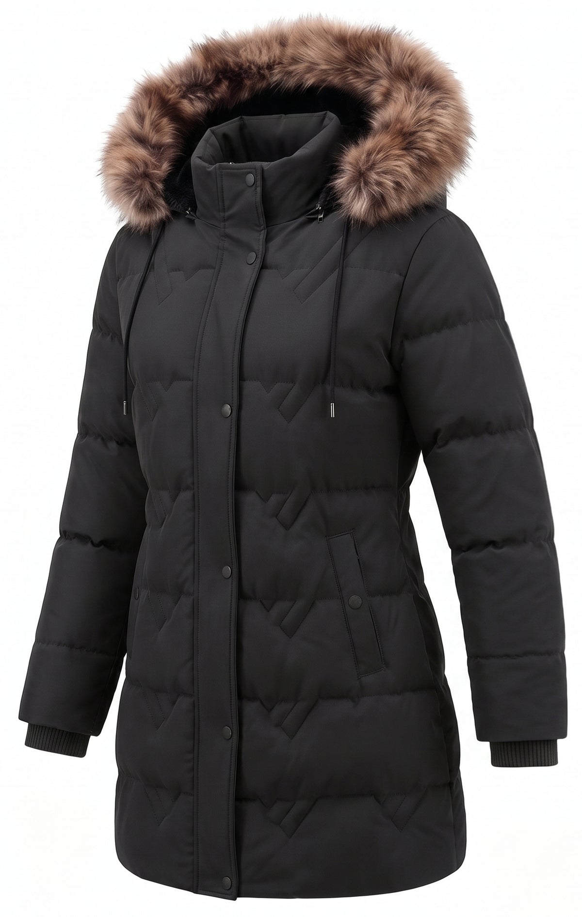 Winter Coats For Women Puffer Down Parka Thicken Jacket Snow Quilted Jacket Warm Detachable Fur Faux Hood