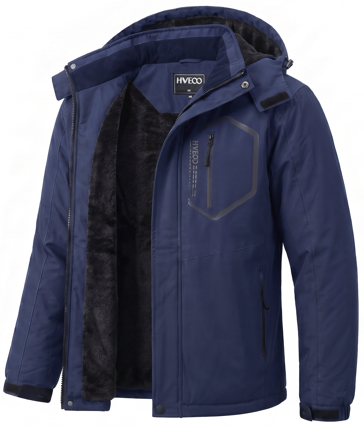 Men's Ski Jacket with Hooded Snowboarding Waterproof Fleece Lining Jacket Winter Coat Multi Pockets