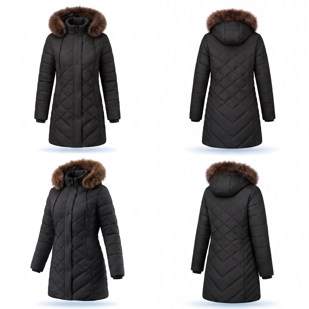 Warm Winter Puffer Coat Women Thicken Fleece Lined Down Jacket Faux Fur Detachable Hood Snow Parka Waterproof