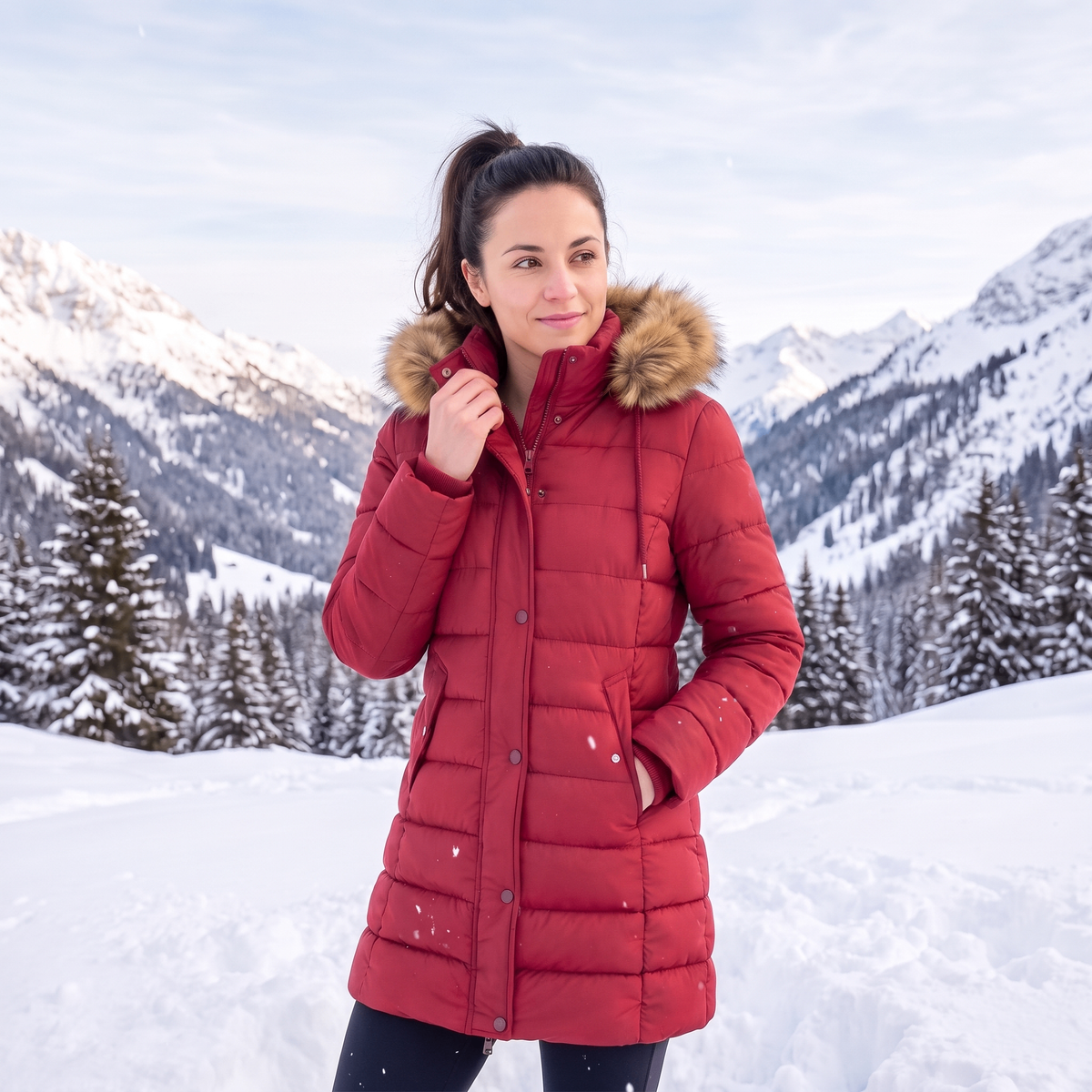 Puffer Coats for Women Winter Jacket Long Waterproof Snow Parka With Removable Faux Fur Trim Hood