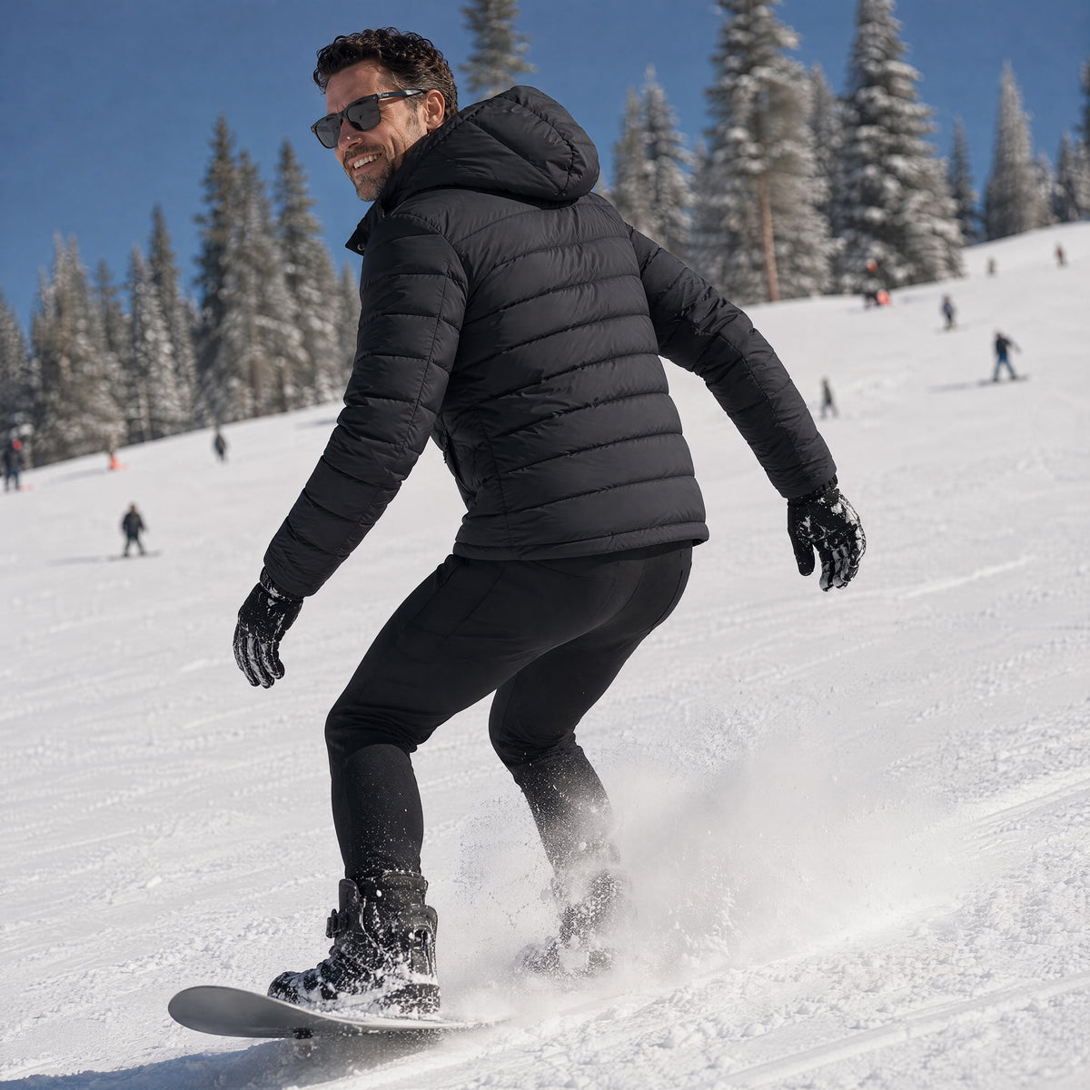 Men's Lightweight Puffer Jackets Detachable Hood Water-Resistant Casual Winter Coat Hooded Insulated for Travel Ski