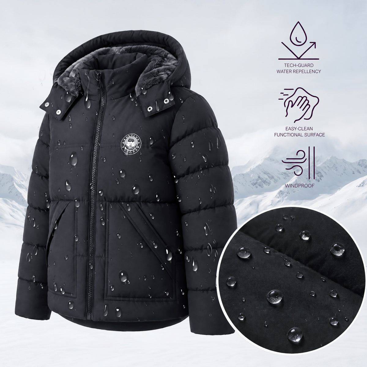 Winter Coat Boys' Thick Puffer Jackets with Removable Hood Warm Quilted Coats