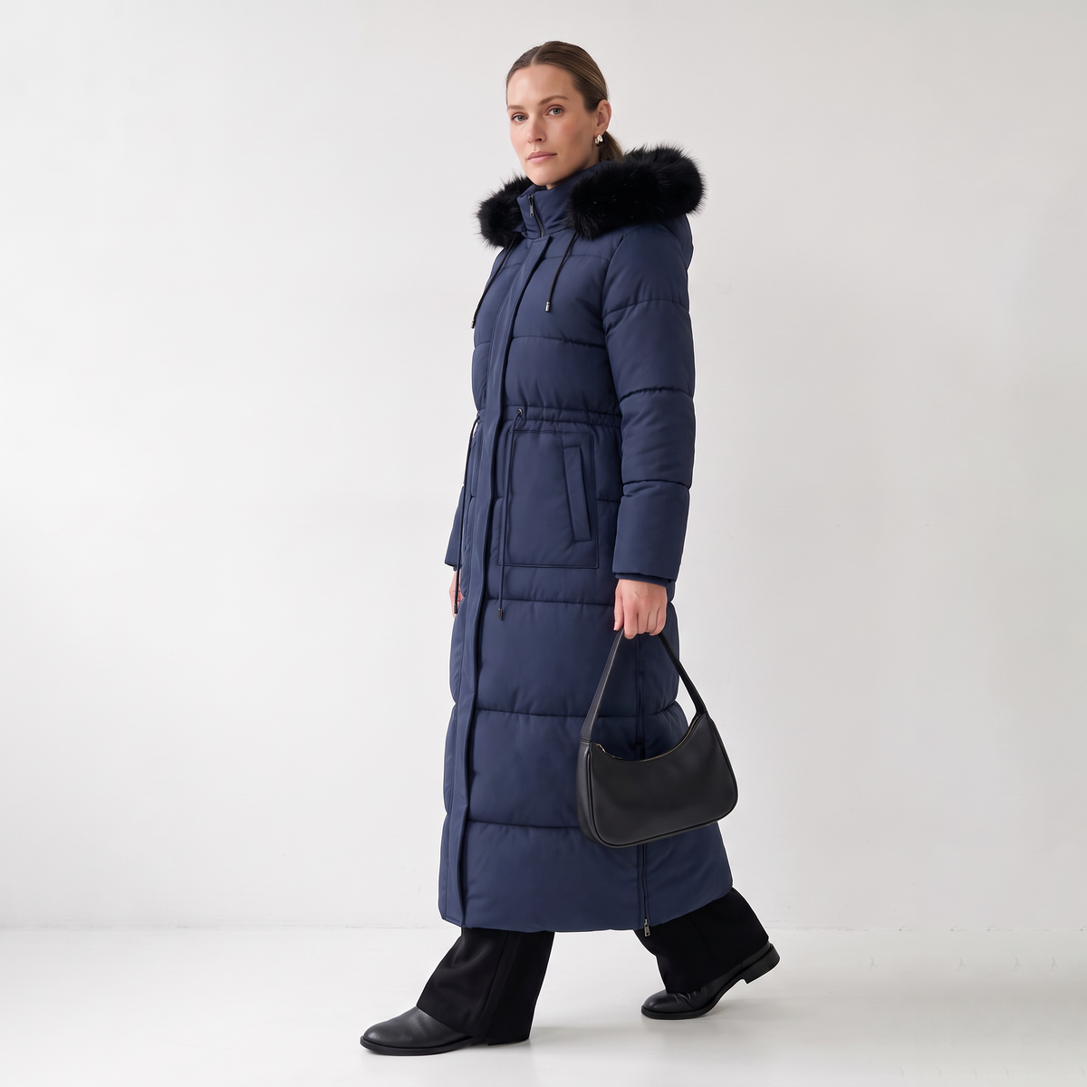 HVEOO Womens Maxi Puffer Jacket Long Parka Wind & Water Resistant Insulated Winter Jackets for Women