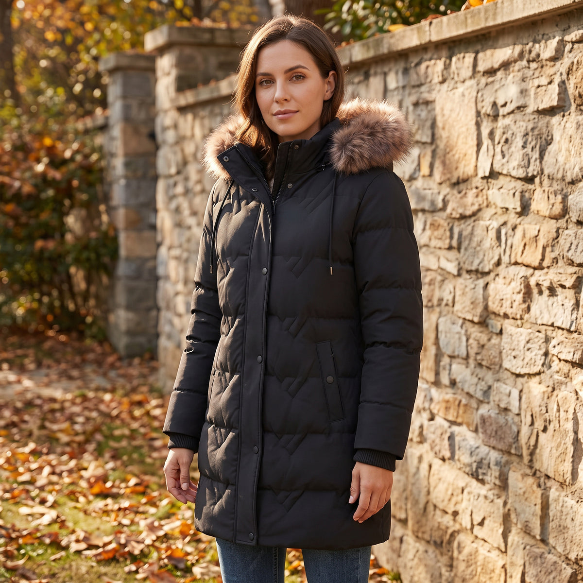 Winter Coats For Women Puffer Down Parka Thicken Jacket Snow Quilted Jacket Warm Detachable Fur Faux Hood
