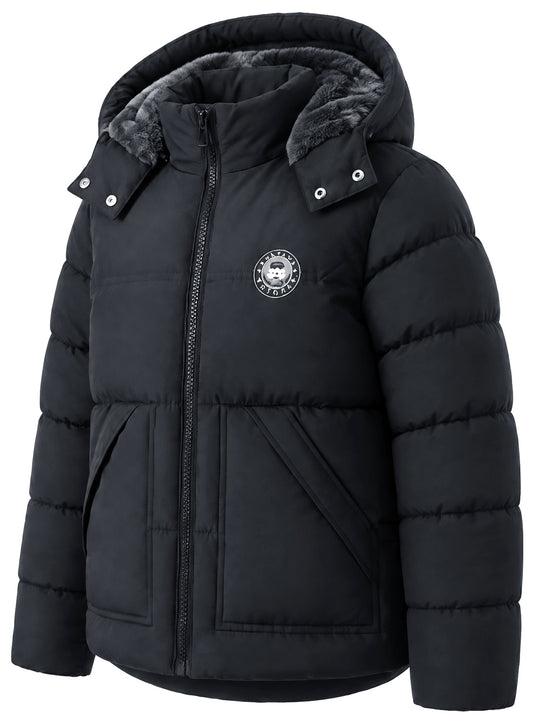 Winter Coat Boys' Thick Puffer Jackets with Removable Hood Warm Quilted Coats