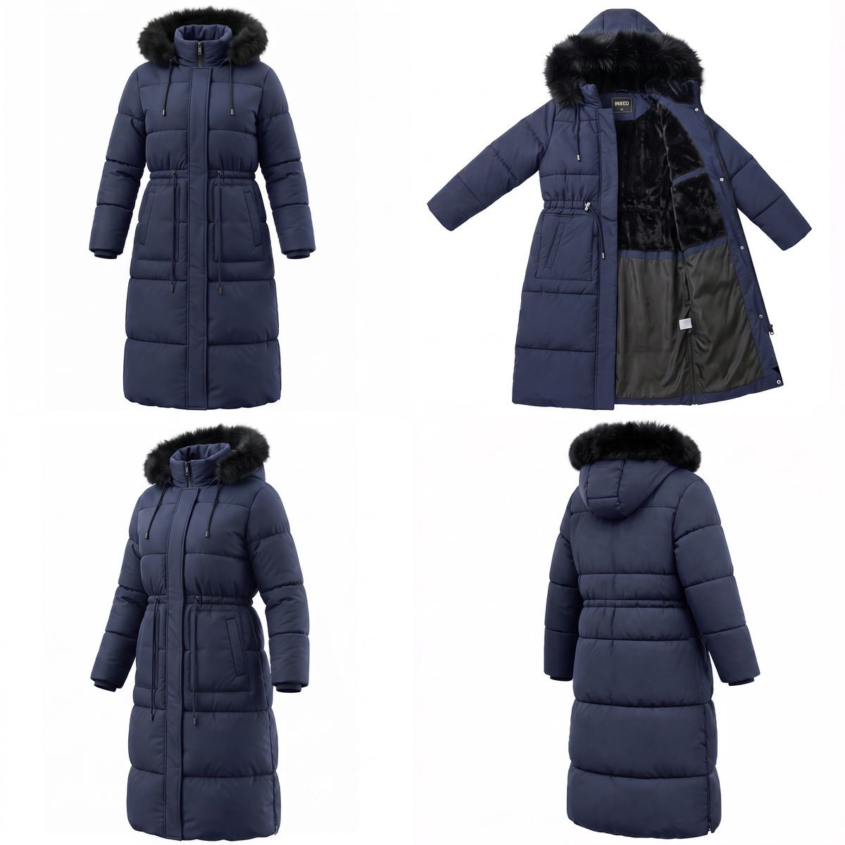 HVEOO Womens Maxi Puffer Jacket Long Parka Wind & Water Resistant Insulated Winter Jackets for Women