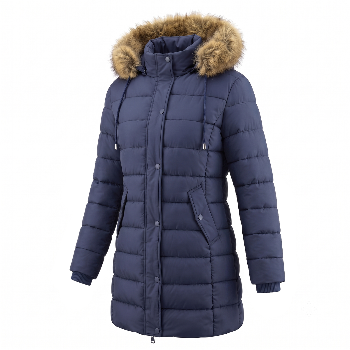Women's Warm Winter Puffer Coat Thicken Fleece Lined Down Jacket Faux Fur Detachable Hood Snow Parka Waterproof