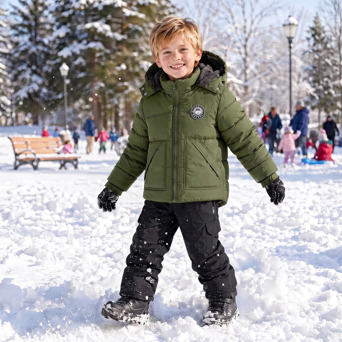 Winter Coat Boys' Thick Puffer Jackets with Removable Hood Warm Quilted Coats