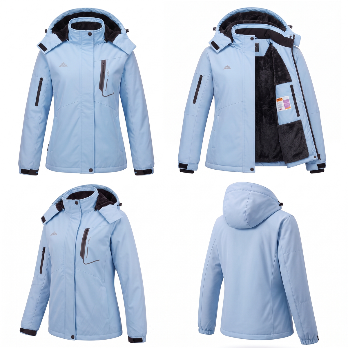 Women's Skiing Jackets Mountain Snowboarding Jacket Winter Waterproof Snow Coat with Fleece Hood
