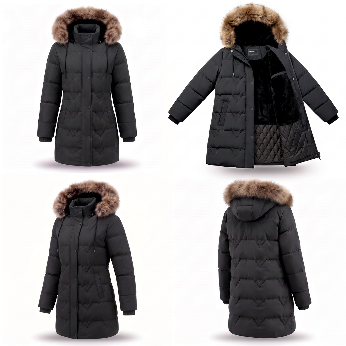 Winter Coats For Women Puffer Down Parka Thicken Jacket Snow Quilted Jacket Warm Detachable Fur Faux Hood