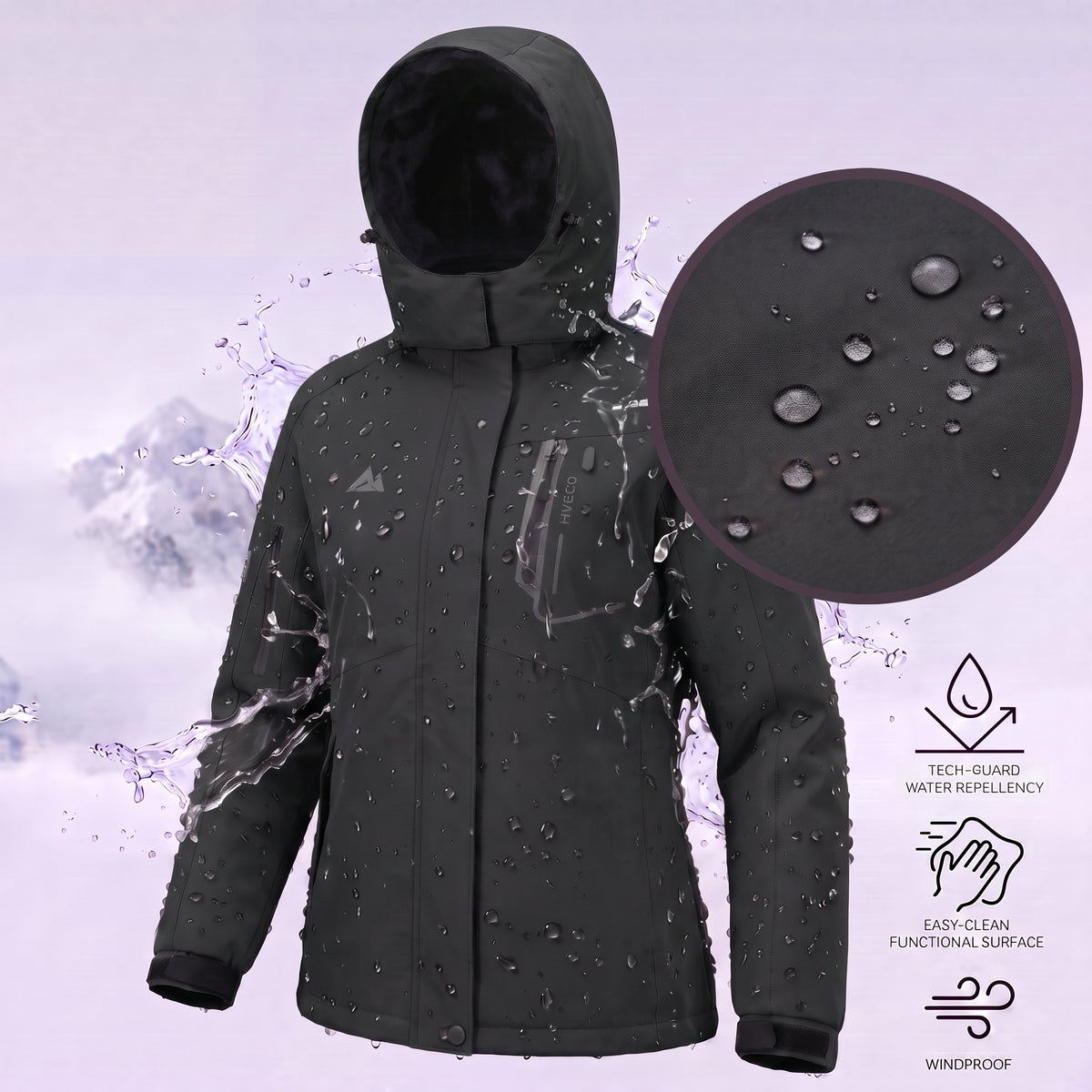 Women's Skiing Jackets Mountain Snowboarding Jacket Winter Waterproof Snow Coat with Fleece Hood