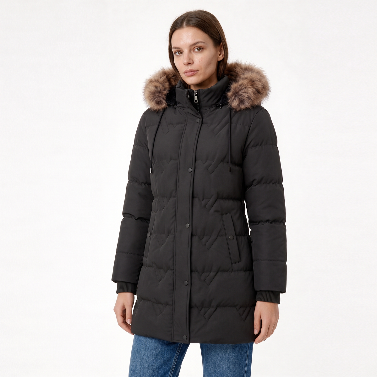 Winter Coats For Women Puffer Down Parka Thicken Jacket Snow Quilted Jacket Warm Detachable Fur Faux Hood