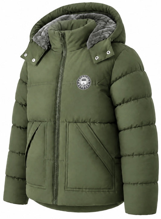 Winter Coat Boys' Thick Puffer Jackets with Removable Hood Warm Quilted Coats
