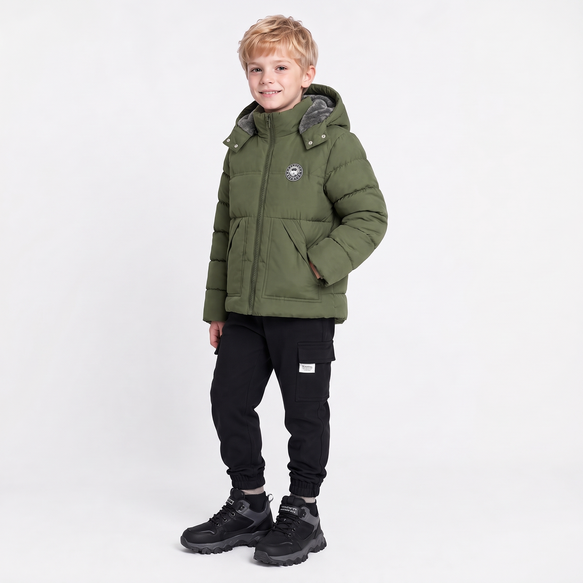 Winter Coat Boys' Thick Puffer Jackets with Removable Hood Warm Quilted Coats