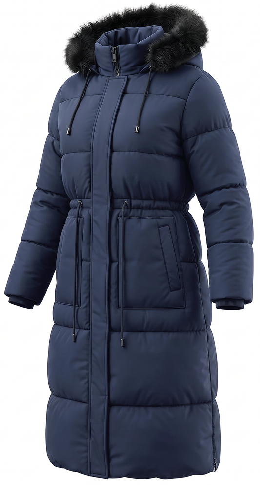 HVEOO Womens Maxi Puffer Jacket Long Parka Wind & Water Resistant Insulated Winter Jackets for Women