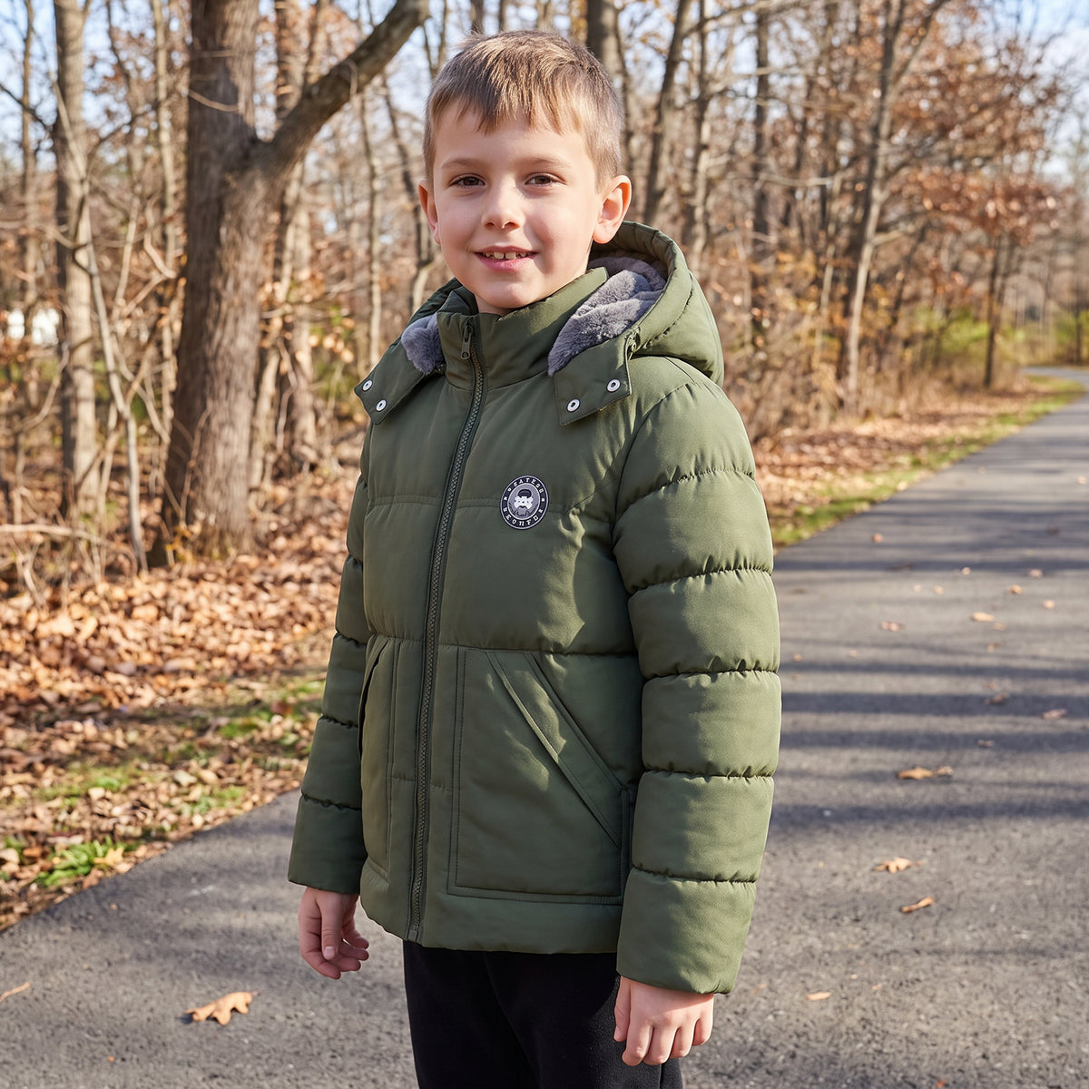 Winter Coat Boys' Thick Puffer Jackets with Removable Hood Warm Quilted Coats