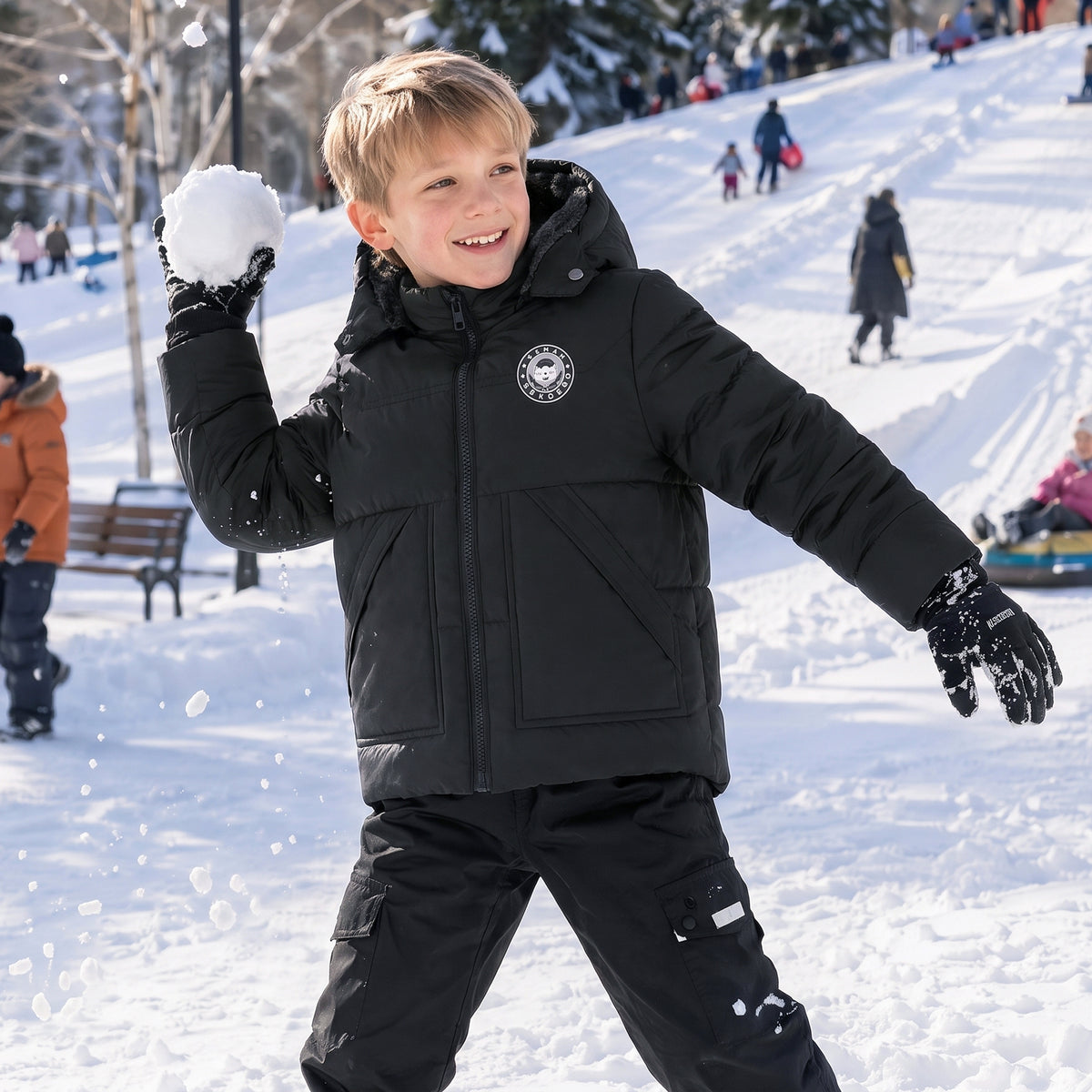 Winter Coat Boys' Thick Puffer Jackets with Removable Hood Warm Quilted Coats