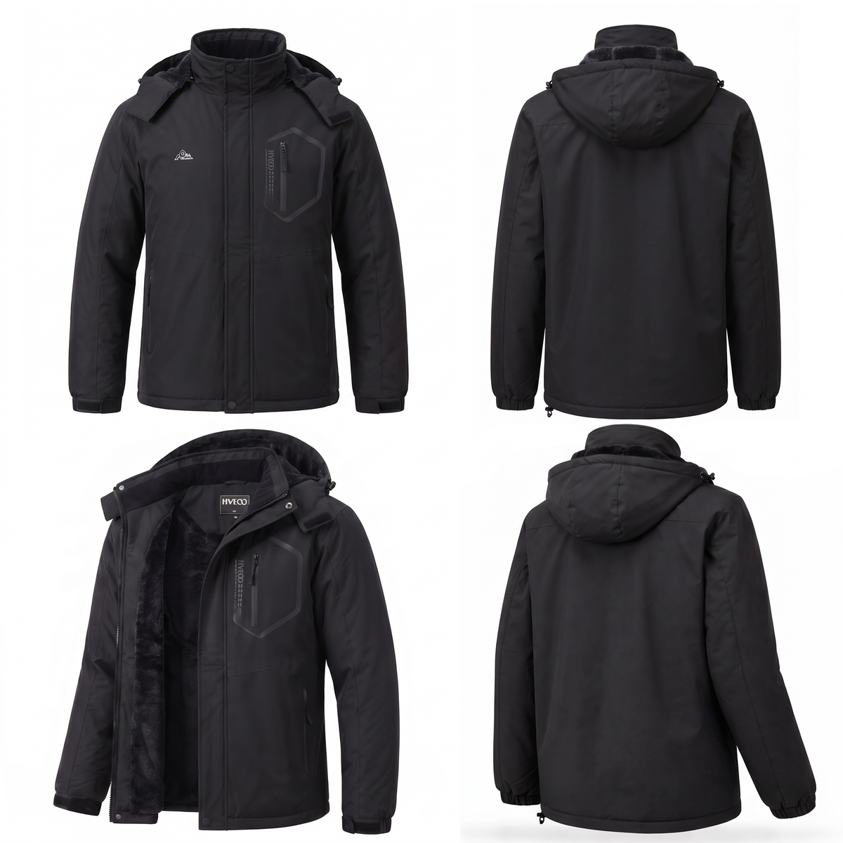 Men's Ski Jacket with Hooded Snowboarding Waterproof Fleece Lining Jacket Winter Coat Multi Pockets