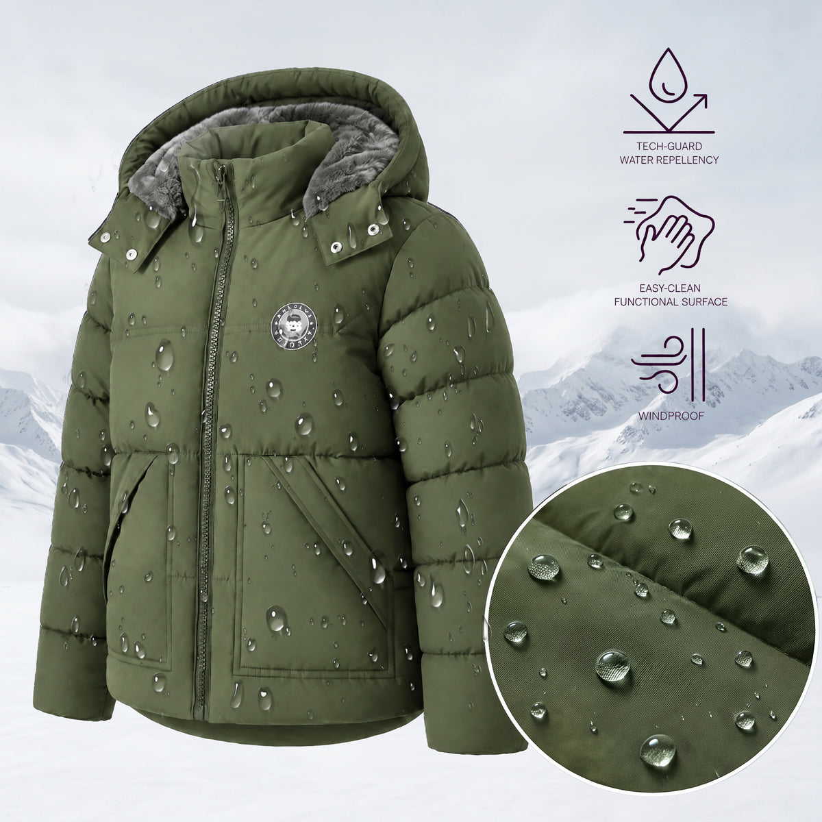 Winter Coat Boys' Thick Puffer Jackets with Removable Hood Warm Quilted Coats