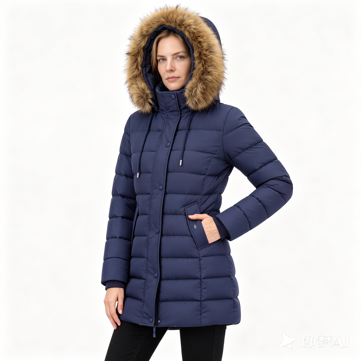 Women's Warm Winter Puffer Coat Thicken Fleece Lined Down Jacket Faux Fur Detachable Hood Snow Parka Waterproof