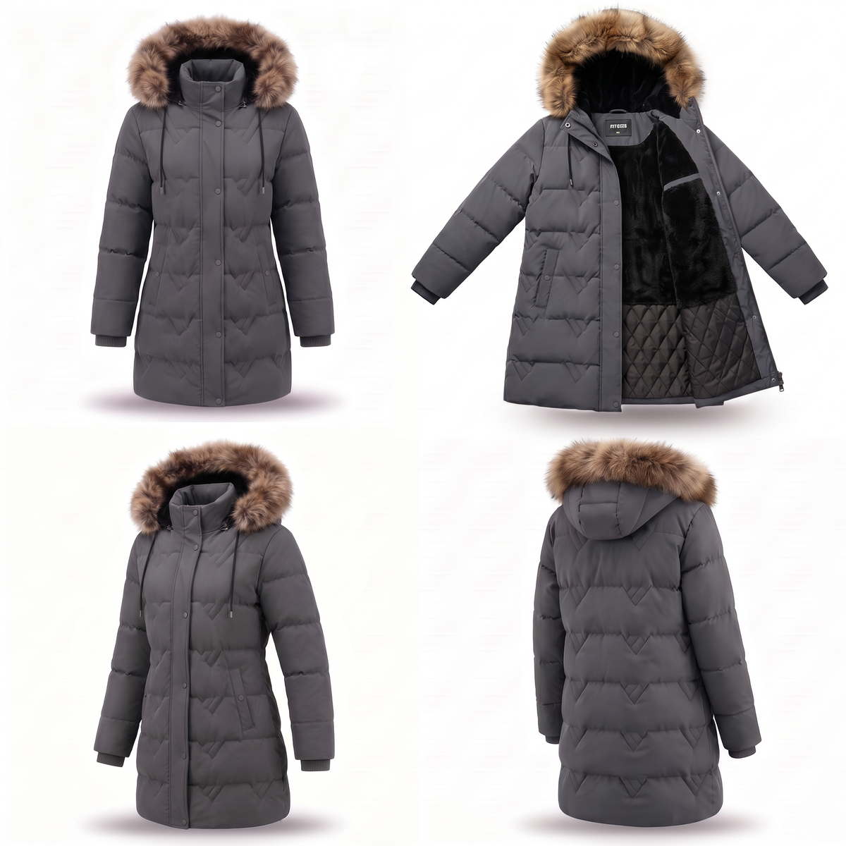 Winter Coats For Women Puffer Down Parka Thicken Jacket Snow Quilted Jacket Warm Detachable Fur Faux Hood