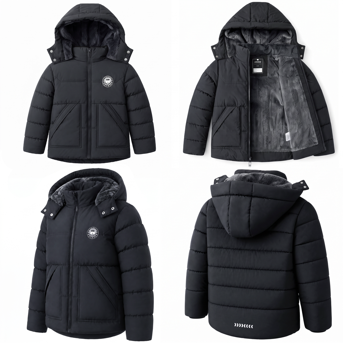 Winter Coat Boys' Thick Puffer Jackets with Removable Hood Warm Quilted Coats